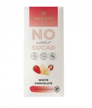 MULATE LIGHT baltasis šokoladas su braškėmis, 90 g