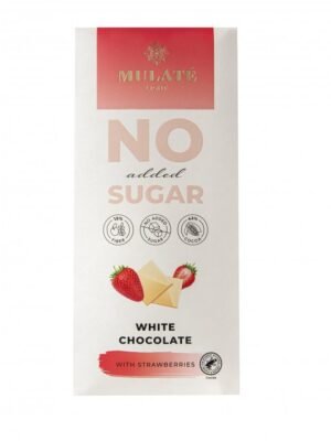 MULATE LIGHT baltasis šokoladas su braškėmis, 90 g