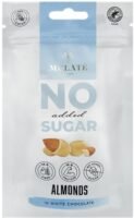 MULATE LIGHT skrudinti migdolai baltame šokolade be pridėtinio cukraus su saldikliais, 90 g